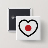 日本 | フラグ日本のハート 缶バッジ (正面&裏面)