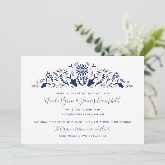 日本 |モダンコイと蓮結婚花 招待状 (スタンド正面)