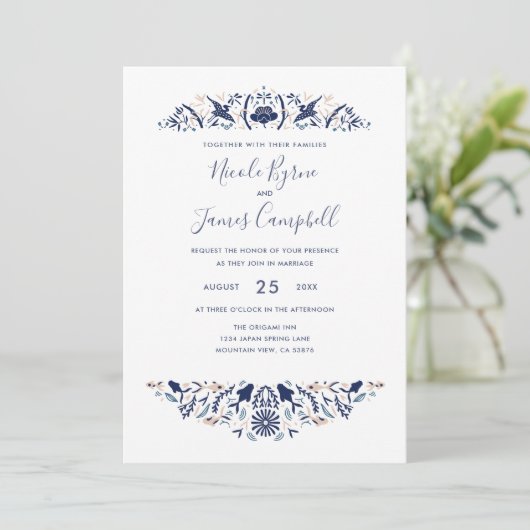 日本 |モダンコイ魚のトキ蓮の青 招待状 (スタンド正面)