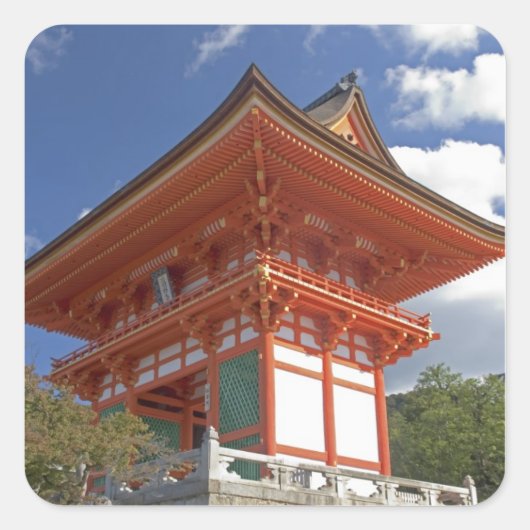 日本 京都 寺のそびえる門 スクエアシール (正面)