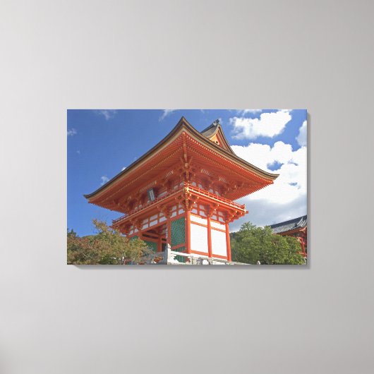 日本 京都 寺の聳え立つ門 キャンバスプリント (正面)
