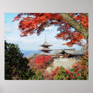 日本、京都。秋色の清水寺 ポスター