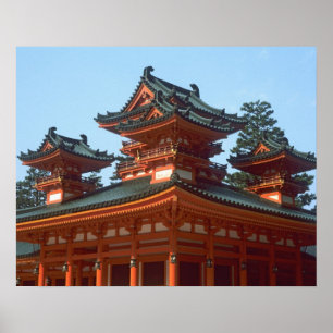 日本、京都、色彩豊かな平安神宮、 ポスター