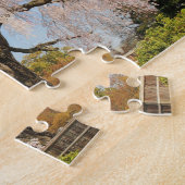 日本、京都。青空の下でのしだれ桜 ジグソーパズル (側面)
