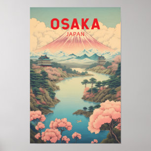 日本 大阪 富士山 旅行 アート ヴィンテージ ポスター