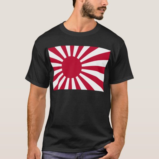 日本-朝日の日本のな旗の海軍旗 Tシャツ (正面)