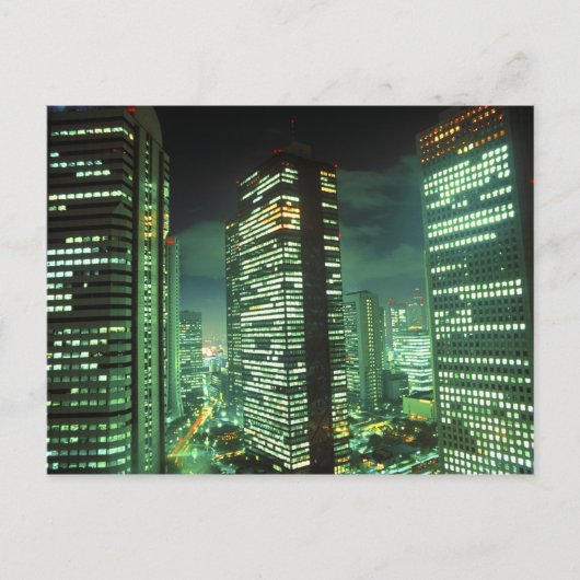 日本、東京都新宿区ナイトスケープ ポストカード (正面)