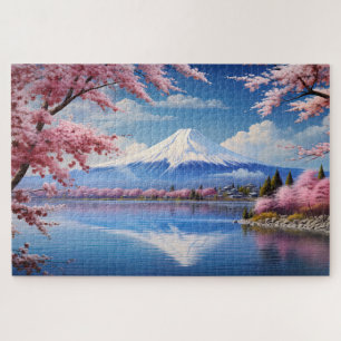 日本、桜、富士山の風景 ジグソーパズル
