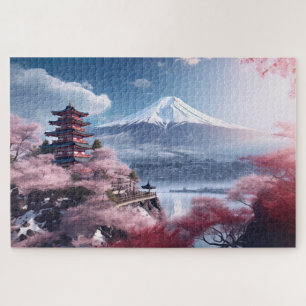 日本、桜、富士山の風景 ジグソーパズル