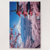 日本、桜、富士山の風景 ジグソーパズル (縦)