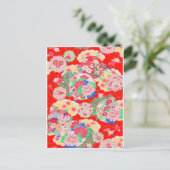 日本，桜，着物，折り紙，千代紙，花， ポストカード (スタンド正面)