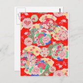 日本，桜，着物，折り紙，千代紙，花， ポストカード (正面/裏面)