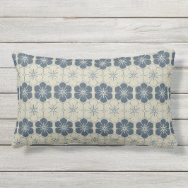 日本.青いフローラの花 アウトドアクッション