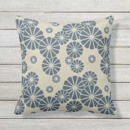 日本.青いフローラの花 アウトドアクッション