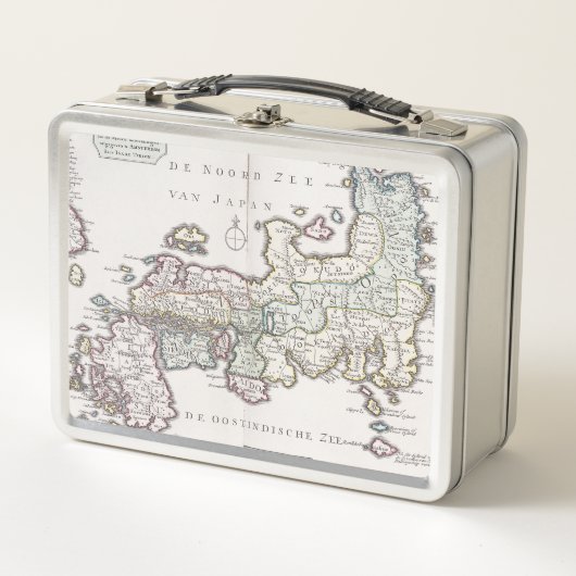 日本| 1769年の旧式な地図 メタルランチボックス (正面)