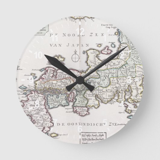 日本| 1769年の旧式な地図 ラウンド壁時計 (正面)