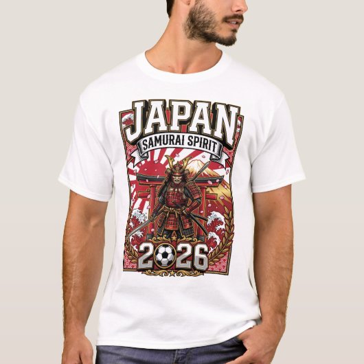 日本 2026 オリジナル サッカー ファンTシャツ Tシャツ (正面)