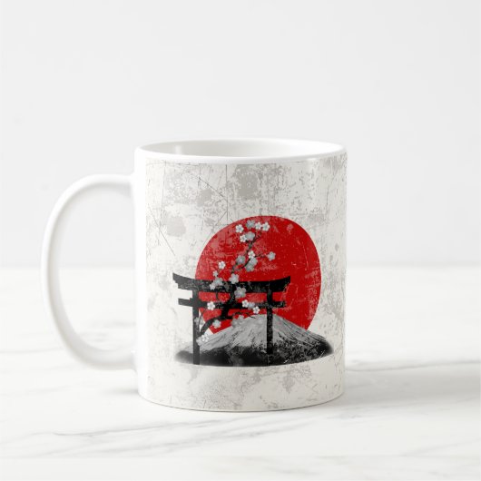 日本ID153の国旗と記号 コーヒーマグカップ (左)