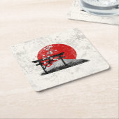 日本ID153の国旗と記号 スクエアペーパーコースター (アングル)