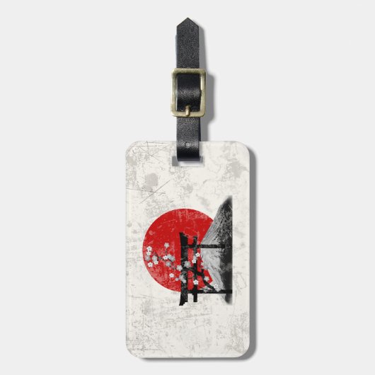 日本ID153の国旗と記号 ラゲッジタグ (正面縦)