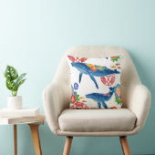 日本Okianwan Bingataスタイルのクジラパターン枕 クッション (椅子)