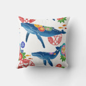 日本Okianwan Bingataスタイルのクジラパターン枕 クッション (裏面)