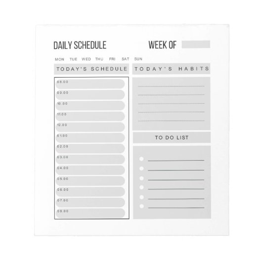 日次スケジュールプランナーメモ帳 ノートパッド (正面)