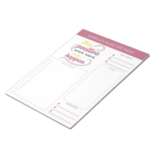 日次プランナー引用文ゴールのメモとスケジュール ノートパッド (アングル)