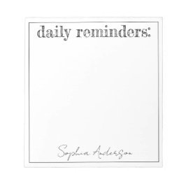 日次リマインダーシンプル白黒パーソナライズされた ノートパッド