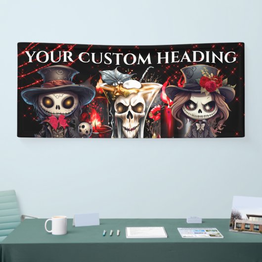 日死んだスケルトンのカクテルハロウィーン不気味DIY 横断幕 (トレードショー)