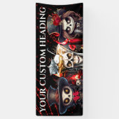 日死んだスケルトンのカクテルハロウィーン不気味DIY 横断幕 (縦)