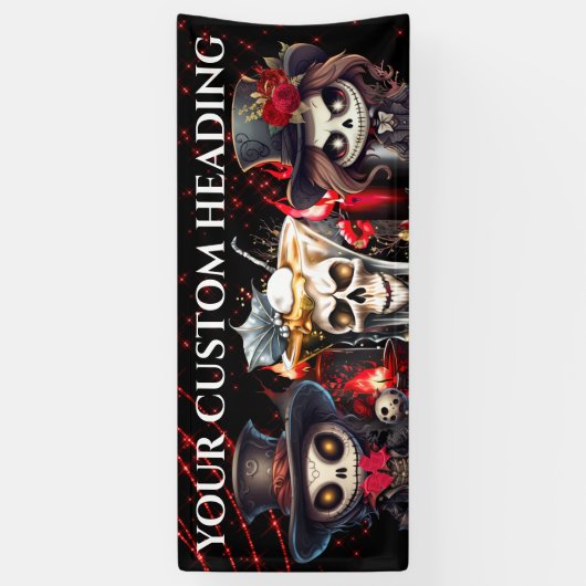 日死んだスケルトンのカクテルハロウィーン不気味DIY 横断幕 (縦)