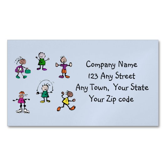 日気に、子気にども、先生又は赤ん坊 マグネット名刺 (正面)