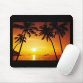 日没およびヤシの木 マウスパッド (マウス)