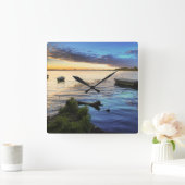 日没からの航行ボートの反射 スクエア壁時計 (ホーム)