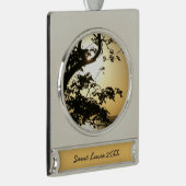 日没から木へII熱帯写真 シルバープレートバナーオーナメント (右)