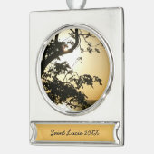 日没から木へII熱帯写真 シルバープレートバナーオーナメント (左)