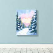 日没でスキー | ウィンターマウンテンスキーパス キャンバスプリント (インサイチュ (ウッドフロア))