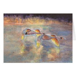 日没で家に先頭に立たれる白鳥