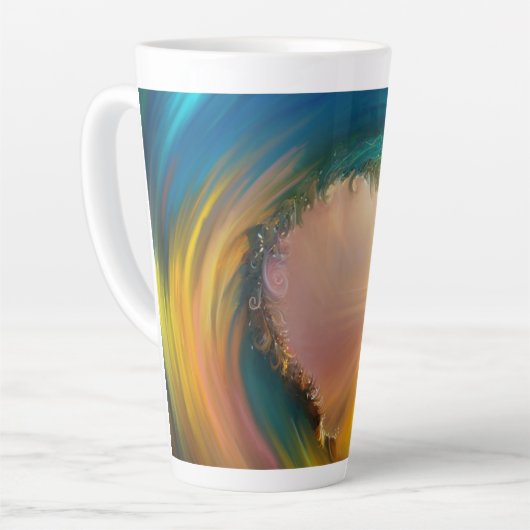 日没で明るい熱帯の波が爆発 カフェラテマグ (左アングル)