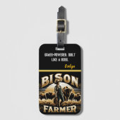 日没で群れを成すバイソン農家 ラゲッジタグ (正面縦)