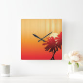 日没とヤシの木の壁時計 スクエア壁時計 (ホーム)