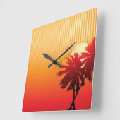 日没とヤシの木の壁時計 スクエア壁時計 (傾斜)