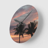 日没とヤシの木 ラウンド壁時計 (傾斜)