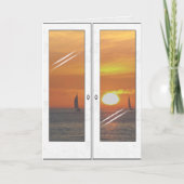 日没と帆船 カード (正面)