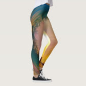 日没と抽象芸術渦巻きの大きな波 レギンス (右)