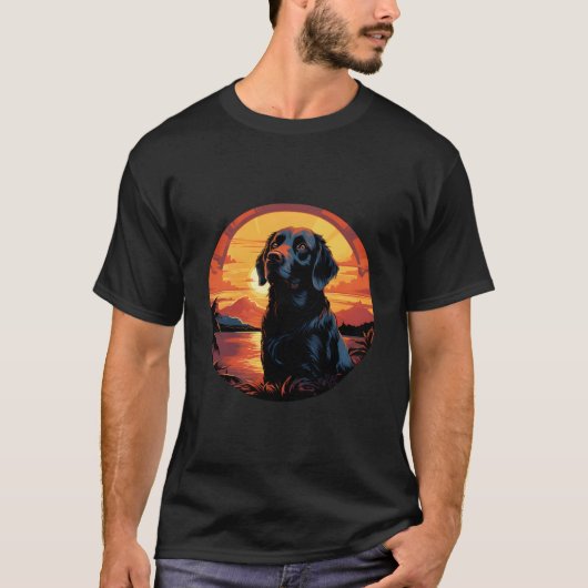 日没と日の出を愛する人のためのハッピードッグ Tシャツ (正面)