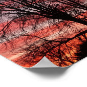 日没と木のシルエットポスター ポスター (角)