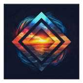 日没と海の抽象芸術背景 ポスター (正面)