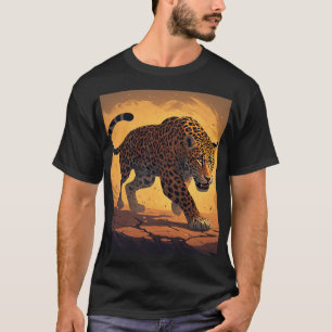 日没にうろつく激しい豹 Tシャツ